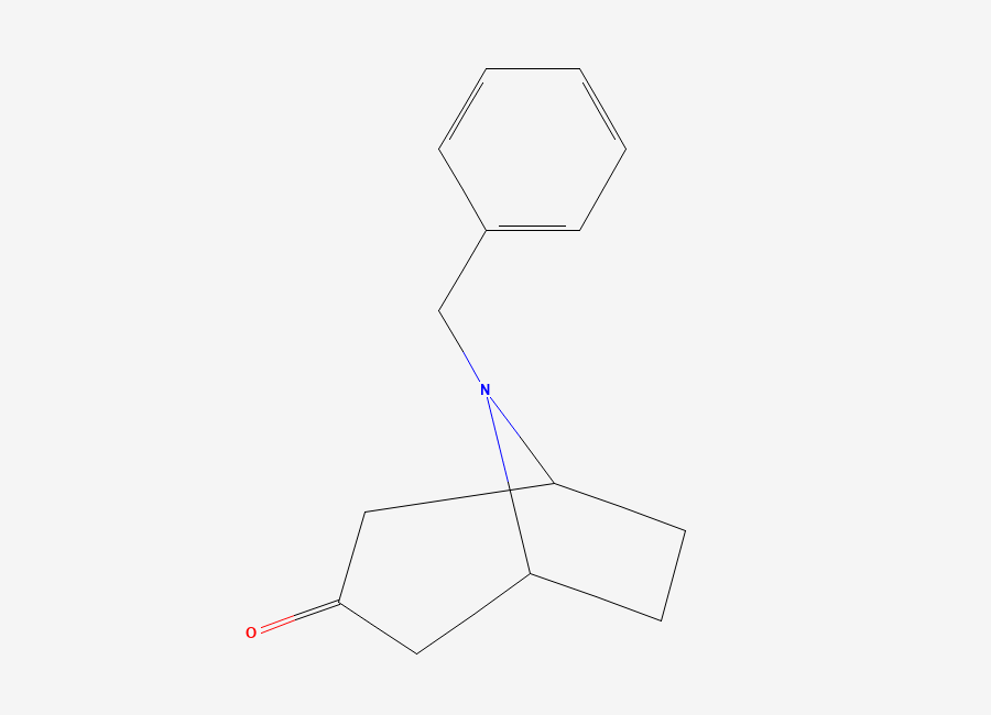 Two-dimensional chemical structure of N-Benzyl Nortropinone, CAS 28957-72-4