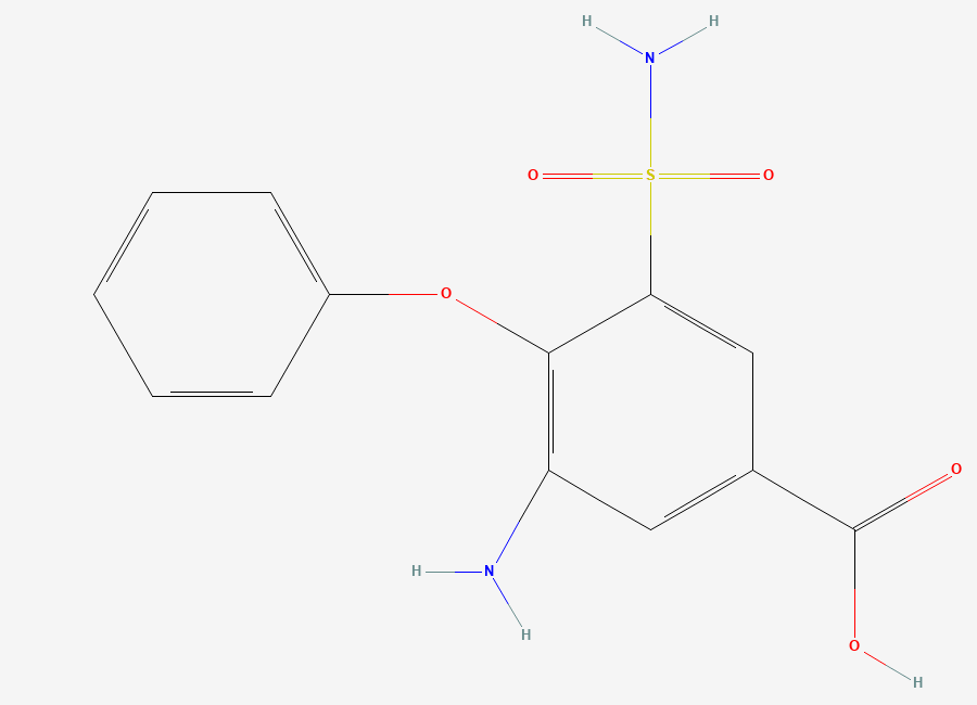 Two-dimensional chemical structure of Bumetanide EP Impurity B, CAS 28328-54-3