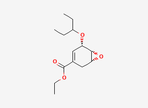 Two-dimensional chemical structure of (1R,5S,6R)-Ethyl 5-(Pentan-3-yloxy)-7-oxabicyclo[4.1.0]hept-3-ene-3-carboxylate, CAS 2413185-89-2