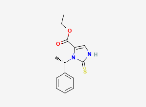 Two-dimensional chemical structure of ethyl (S)-3-(1-phenylethyl)-2-thioxo-2,3-dihydro-1H-imidazole-4-carboxylate, CAS 112421-33-7