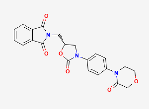 Two-dimensional chemical structure of (R)-2-((2-oxo-3-(4-(3-oxomorpholino)phenyl)oxazolidin-5-yl)methyl)isoindoline-1,3-dione
