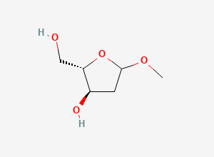 Two-dimensional chemical structure of (2S,3R)-2-(Hydroxymethyl)-5-methoxytetrahydrofuran-3-ol