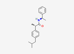 Two-dimensional chemical structure of (R,S)-N-(1-Phenylethyl) Ibuprofen Amide, CAS 121734-79-0