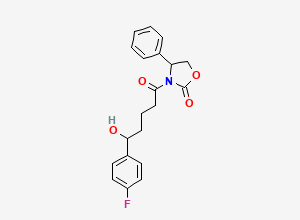 Two-dimensional chemical structure of 3-[5-(4-Fluorophenyl)-5-hydroxy-1-oxopentyl]-4-phenyl-2-oxazolidinone