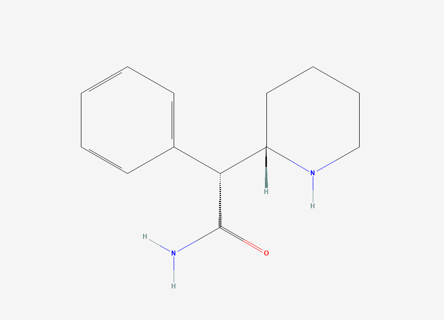 Two-dimensional chemical structure of (alphaR,2S)-alpha-Phenyl-2-piperidineacetamide