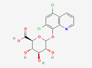 Two-dimensional chemical structure of 5,7-Dichloro-8-quinolinol Glucuronide, CAS 40951-47-1
