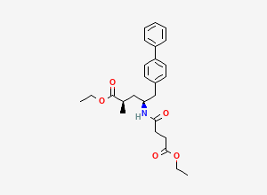 Two-dimensional chemical structure of (2R,4S)-Ethyl 5-([1,1'-biphenyl]-4-yl)-4-(4-ethoxy-4-oxobutanamido)-2-methylpentanoate, CAS 2376611-98-0