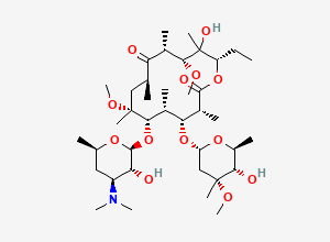 Two-dimensional chemical structure of (3R,4R,5R,6S,7R,9S,11R,12R,14S)-6-[(2S,3R,4S,6R)-4-(dimethylamino)-3-hydroxy-6-methyloxan-2-yl]oxy-14-ethyl-13-hydroxy-4-[(2R,4R,5S,6S)-5-hydroxy-4-methoxy-4,6-dimethyloxan-2-yl]oxy-7,12-dimethoxy-3,5,7,9,11,13-hexamethyl-oxacyclotetradecane-2,10-dione