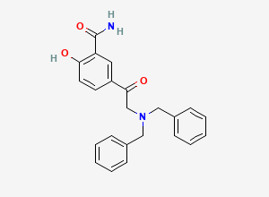 Two-dimensional chemical structure of 5-[2-[Bis(phenylmethyl)amino]acetyl]-2-hydroxybenzamide, CAS 30566-92-8