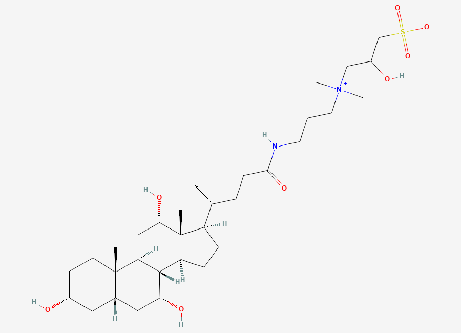 Two-dimensional chemical structure of 3-((3-Cholamidopropyl)dimethylammonio)-2-hydroxy-1-propanesulfonate