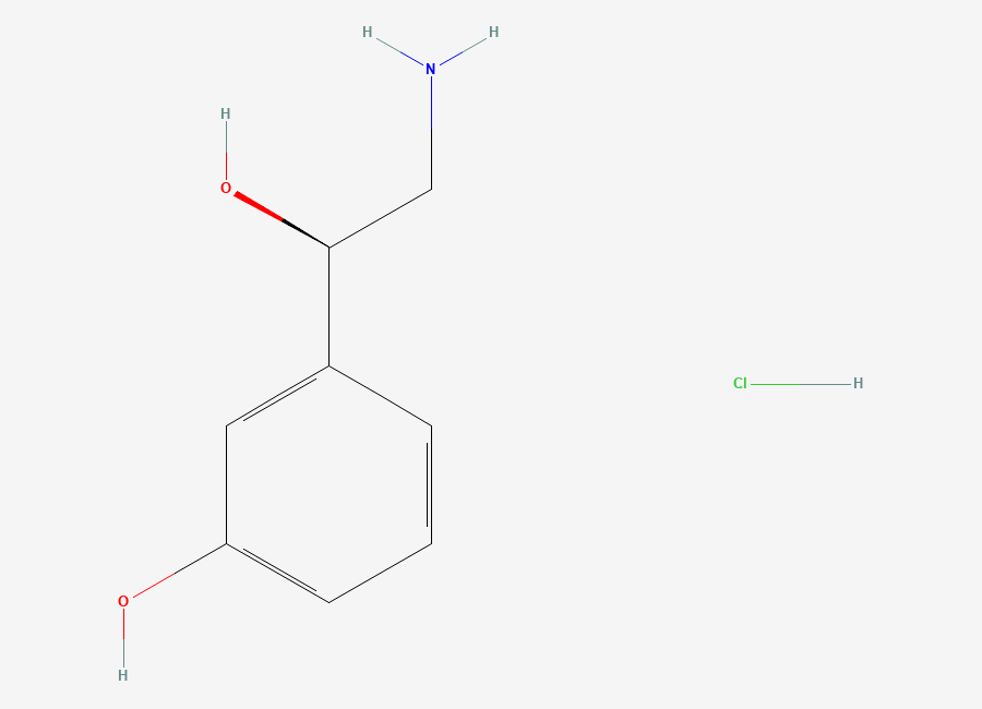 Two-dimensional chemical structure of (R)-Norphenylephrine Hydrochloride Salt