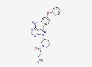 Two-dimensional chemical structure of 3-amino-1-[(3R)-3-[4-amino-3-(4-phenoxyphenyl)-1H-pyrazolo[3,4-d]pyrimidin-1-yl]piperidin-1-yl]propan-1-one