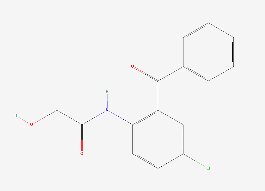 Two-dimensional chemical structure of N-(2-Benzoyl-4-chlorophenyl)-2-hydroxyacetamide