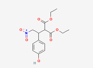 Two-dimensional chemical structure of Propanedioic acid, [1-(4-hydroxyphenyl)-2-nitroethyl]-, diethyl ester