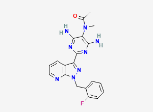 Two-dimensional chemical structure of N-(4,6-diamino-2-(1-(2-fluorobenzyl)-1H-pyrazolo[3,4-b]pyridin-3-yl)pyrimidin-5-yl)-N-methylacetamide