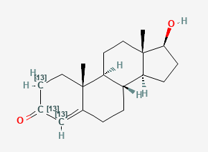 Two-dimensional chemical structure of Testosterone-2,3,4-13C3, CAS 327048-83-9