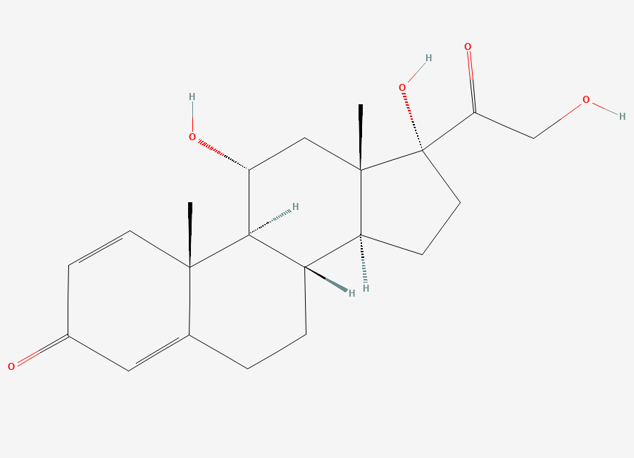 Two-dimensional chemical structure of Prednisolone EP Impurity F/ 11-epi-Prednisolone, CAS 600-90-8