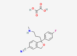 Two-dimensional chemical structure of Citalopram EP Impurity D / Citalopram Related Compound D /N-Desmethyl Citalopram (Oxalate Salt), CAS 62498-68-4