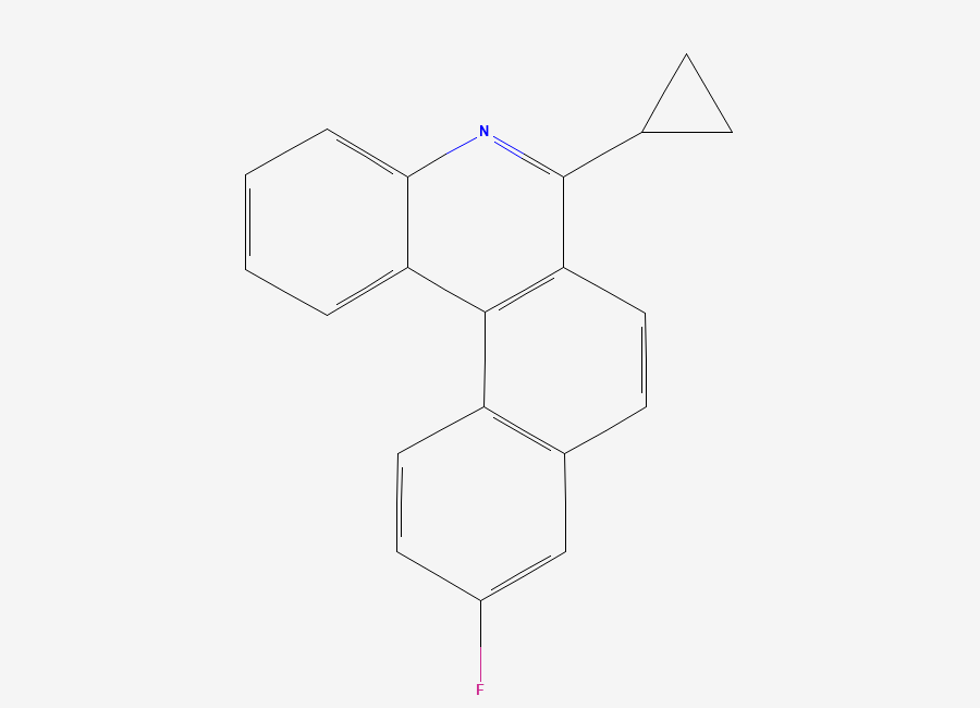 Two-dimensional chemical structure of 6-Cyclopropyl-10-Fluorobenzo Phenanthridine, CAS 1187966-95-5