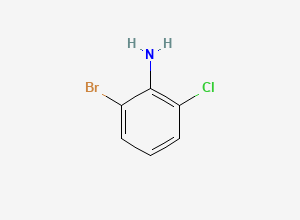 Two-dimensional chemical structure of 2-Bromo-6-chloroaniline, CAS 59772-49-5