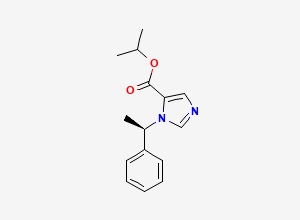Two-dimensional chemical structure of 1H-Imidazole-5-carboxylic acid, 1-((1R)-1-phenylethyl)-, 1-methylethyl ester