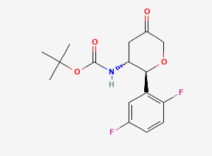 Two-dimensional chemical structure of Tert-butyl ((2S,3R)-2-(2,5-difluorophenyl)-5-oxotetrahydro-2H-pyran-3-yl)carbamate