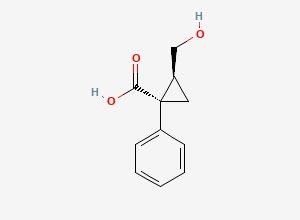 Two-dimensional chemical structure of (1S,2S)-2-(Hydroxymethyl)-1-phenylcyclopropanecarboxylic Acid