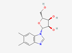 Two-dimensional chemical structure of (2R,3R,4S,5R)-2-(5,6-dimethylbenzimidazol-1-yl)-5-(hydroxymethyl)oxolane-3,4-diol