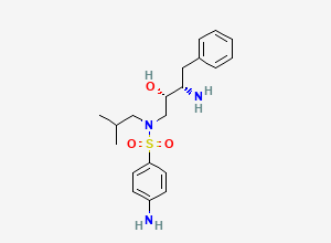 Two-dimensional chemical structure of 4-Amino-N-((2S,3S)-3-amino-2-hydroxy-4-phenylbutyl)-N-isobutylbenzenesulfonamide, CAS 192800-79-6