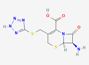 Two-dimensional chemical structure of (6R,7R)-3-((1H-Tetrazol-5-ylthio)methyl)-7-amino-8-oxo-5-thia-1-aza-bicyclo[4.2.0]oct-2-ene-2-carboxylic acid, CAS 58016-87-8