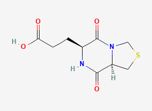 Two-dimensional chemical structure of Pidotimod Impurity X / 3-((6S,8aR)-5,8-dioxohexahydro-1H-thiazolo[3,4-a]pyrazin-6-yl)propanoic acid, CAS 2165766-24-3