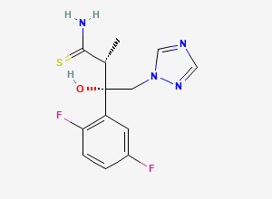 Two-dimensional chemical structure of (2R,3S)-3-(2,5-Difluorophenyl)-3-hydroxy-2-methyl-4-(1H-1,2,4-triazol-1-yl)butanethioamide