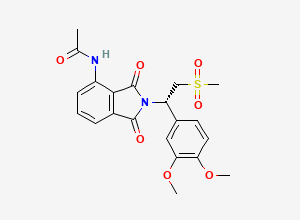 Two-dimensional chemical structure of N-[2-[(1S)-1-(3,4-dimethoxyphenyl)-2-methylsulfonylethyl]-1,3-dioxoisoindol-4-yl]acetamide
