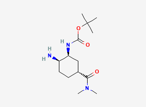 Two-dimensional chemical structure of EDO-Amino-2-carbamate enantiomer / tert-Butyl ((1S,2R,5R)-2-amino-5-(dimethylcarbamoyl)cyclohexyl)carbamate, CAS 2089454-69-1