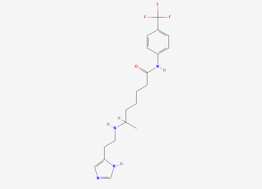 Two-dimensional chemical structure of 6-((2-(1H-Imidazol-5-yl)ethyl)amino)-N-(4-(trifluoromethyl)phenyl)heptanamide