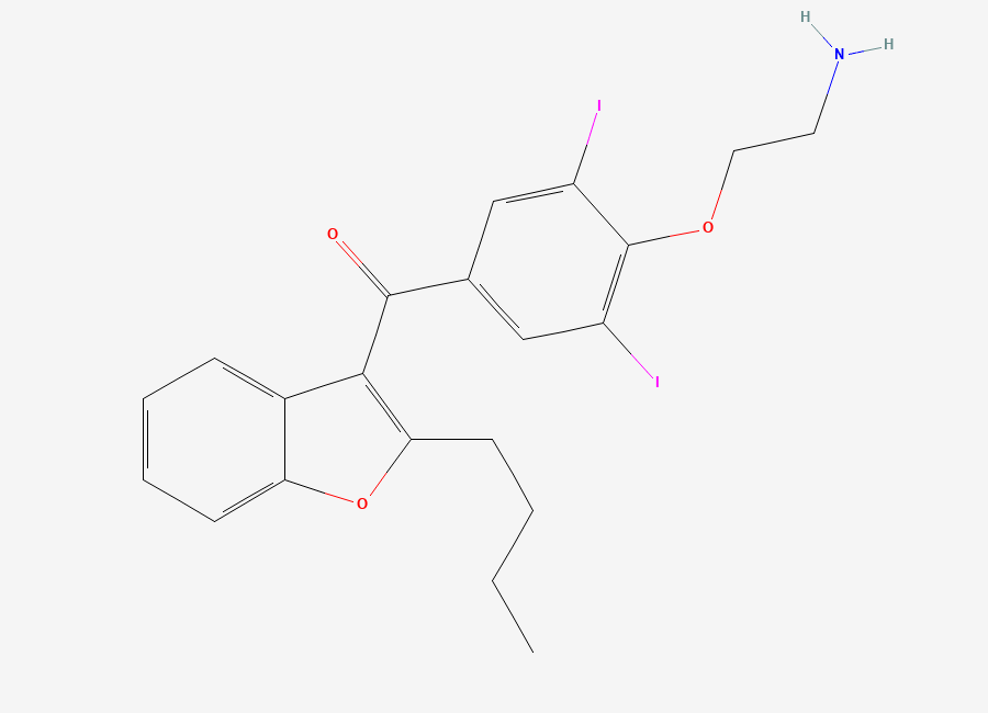 Two-dimensional chemical structure of Amiodarone Didesethyl Impurity / N,N-Di-Desethyl Amiodarone, CAS 94317-95-0