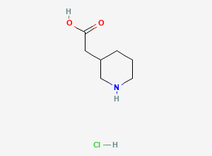 Two-dimensional chemical structure of 2-(Piperidin-3-yl)acetic acid hydrochloride