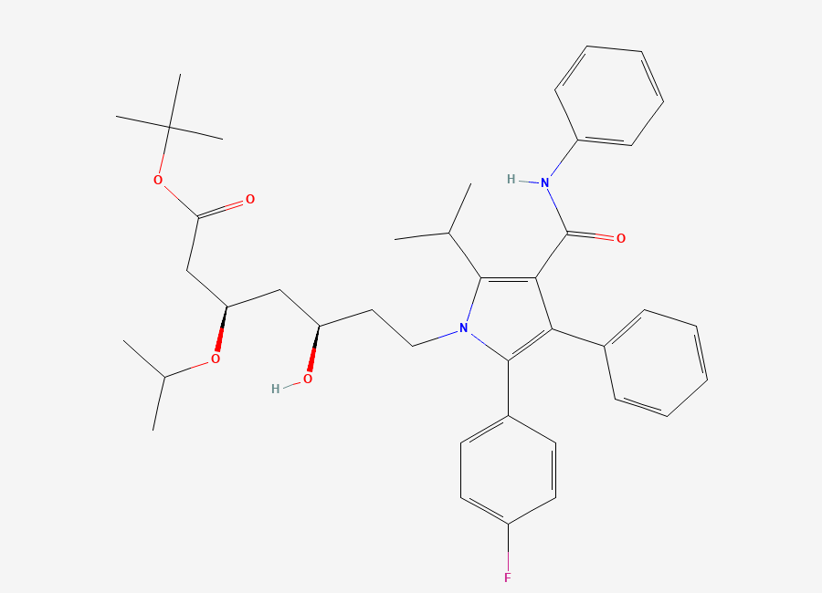 Two-dimensional chemical structure of Atorvastatin 3-Isopropyl Ether tert-Butyl Ester, CAS 1797009-04-1