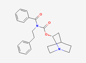 Two-dimensional chemical structure of [(2R)-1-azabicyclo[2.2.2]octan-2-yl] N-benzoyl-N-(2-phenylethyl)carbamate