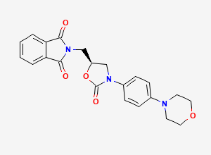 Two-dimensional chemical structure of 2-[[(5S)-3-[4-(4-Morpholinyl)phenyl]-2-oxo-5-oxazolidinyl]methyl]-1H-isoindole-1,3(2H)-dione