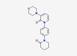 Two-dimensional chemical structure of 3-morpholino-1-(4-(2-oxopiperidin-1-yl)phenyl)pyridin-2(1H)-one, CAS 2413365-22-5