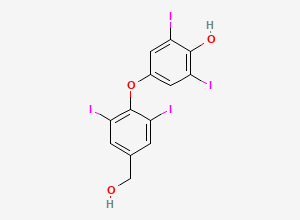 Two-dimensional chemical structure of 4-(4-(Hydroxymethyl)-2,6-diiodophenoxy)-2,6-diiodophenol, CAS 2055-94-9