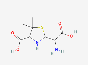 Two-dimensional chemical structure of 2-(Amino(carboxy)methyl)-5,5-dimethylthiazolidine-4-carboxylic acid