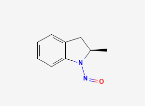 Two-dimensional chemical structure of 2-Methyl-1-nitroso-2,3-dihydro-1H-indole, (R)-