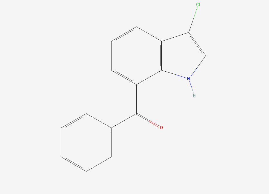Two-dimensional chemical structure of (3-Chloro-1H-indole-7-yl)phenylmethanone