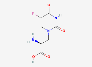Two-dimensional chemical structure of (alphaS)-alpha-Amino-5-fluoro-3,4-dihydro-2,4-dioxo-1(2H)-pyrimidinepropanoic acid
