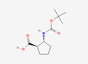 Two-dimensional chemical structure of (1R,2R)-2-(((tert-butoxy)carbonyl)amino)cyclopentane-1-carboxylic acid