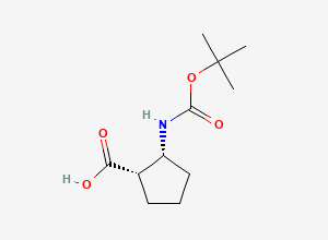 Two-dimensional chemical structure of (1S,2R)-2-(tert-Butoxycarbonylamino)cyclopentanecarboxylic acid