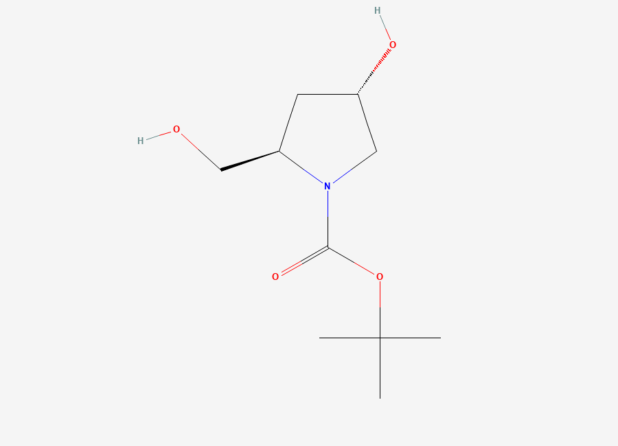 Two-dimensional chemical structure of tert-Butyl (2R,4S)-4-hydroxy-2-(hydroxymethyl)pyrrolidine-1-carboxylate