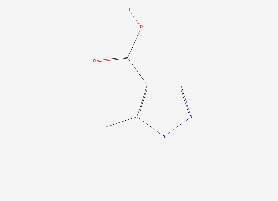 Two-dimensional chemical structure of 1,5-Dimethyl-1H-pyrazole-4-carboxylic acid
